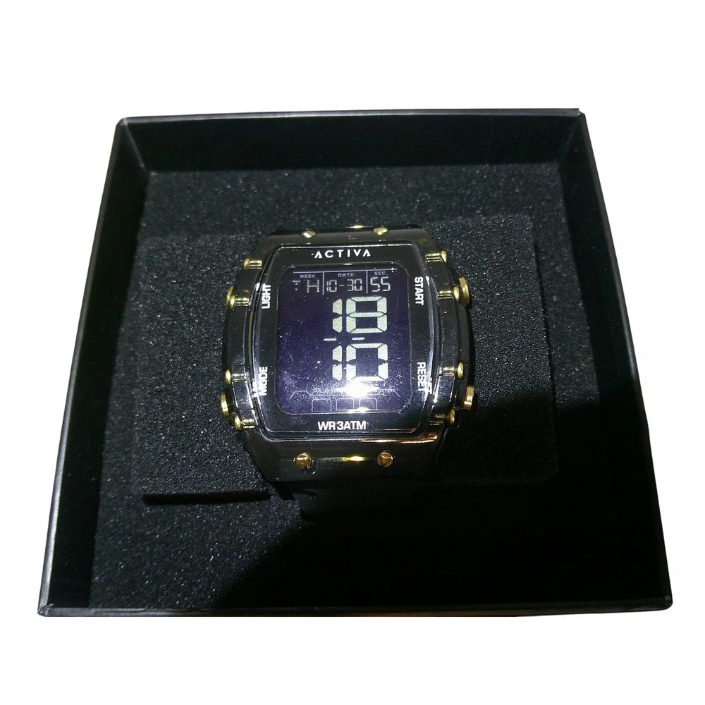 Invicta Activa WR3ATM Digital Watch‎ Black Gold Stainless Steel Men's $149 NIB